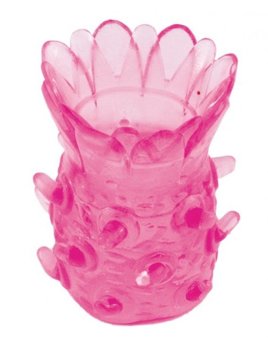 Розовая рельефная насадка на пенис - Toyfa Basic - в Копейске купить с доставкой