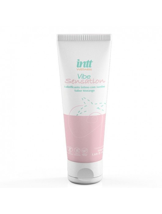 Лубрикант на водной основе Vibe Sensation с клубничным вкусом и легким вибрирующим эффектом - 50 гр. - INTT - купить с доставкой в Копейске