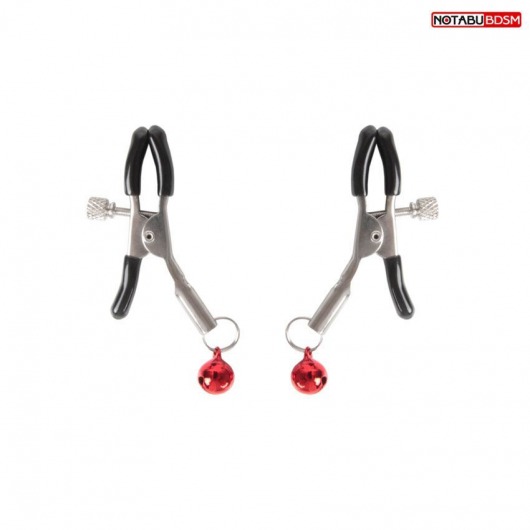 Серебристые зажимы на соски с шариками - Notabu - купить с доставкой в Копейске