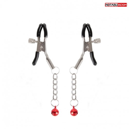 Серебристые зажимы на соски с шариками на цепочках - Notabu - купить с доставкой в Копейске