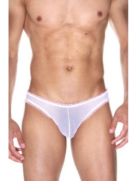 Мужские полупрозрачные трусы-бразилиана с рюшевой отделкой - La Blinque купить с доставкой