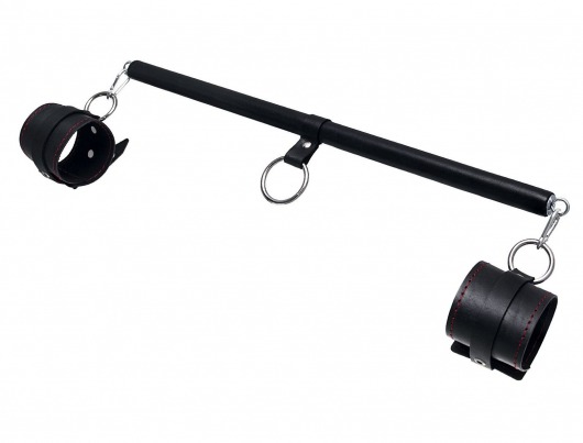 Черная распорка для ног с кожаными манжетами - Pecado - купить с доставкой в Копейске