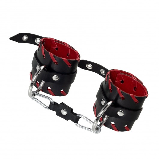 Черно-красные наручники из натуральной кожи - Pecado - купить с доставкой в Копейске