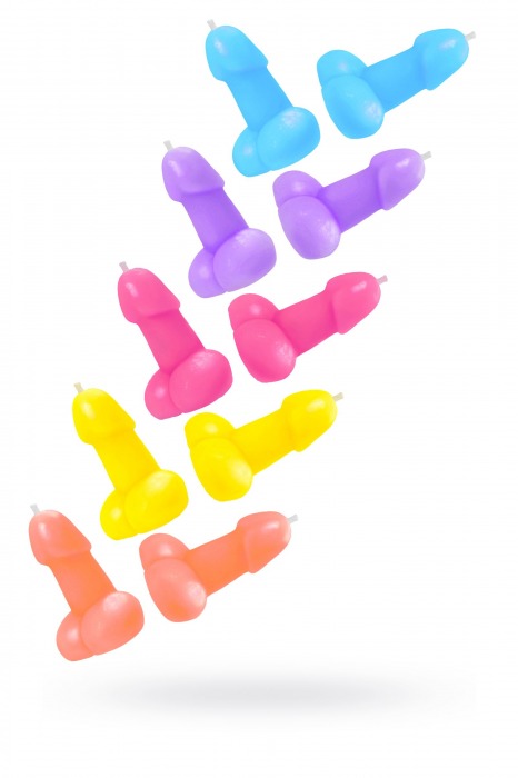 Набор из 10 разноцветных свечей в форме пениса - Pecado - купить с доставкой в Копейске