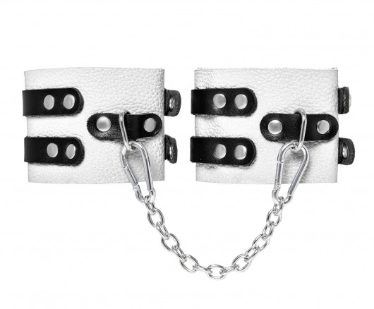 Бело-черные оковы с двумя ремешками и люверсами - Pecado - купить с доставкой в Копейске