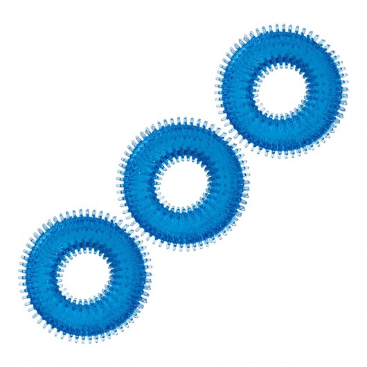 Комплект из трех голубых колец для эрекции 3-Pack Ultra-Stim Stretch Cock Rings - BlueLine - в Копейске купить с доставкой