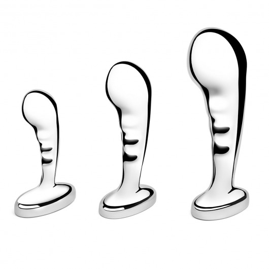Набор из 3 стальных стимуляторов простаты Stainless Steel P-spot Training Set - b-Vibe - в Копейске купить с доставкой