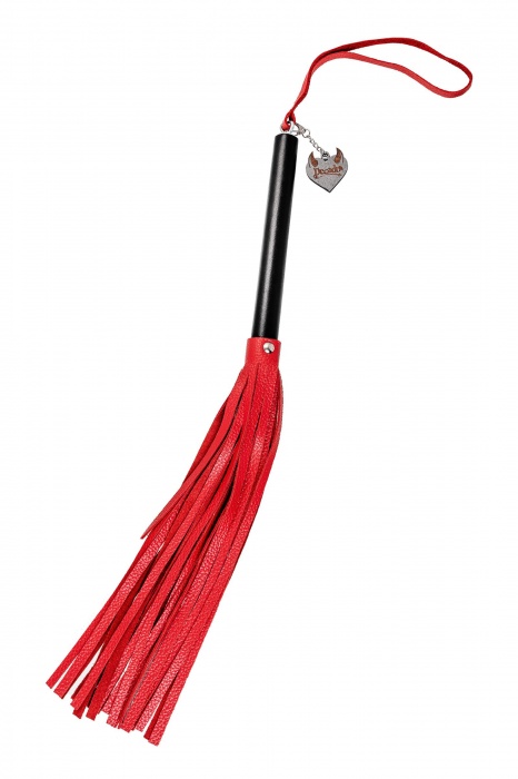 Красно-черная кожаная плеть - 50 см. - Pecado - купить с доставкой в Копейске