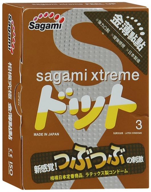 Презервативы Sagami Xtreme FEEL UP с точечной текстурой и линиями прилегания - 3 шт. - Sagami - купить с доставкой в Копейске