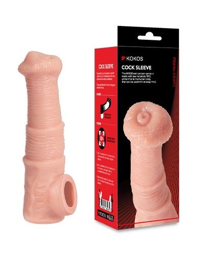 Телесная фантазийная насадка на член Cock Sleeve Size M - KOKOS - в Копейске купить с доставкой