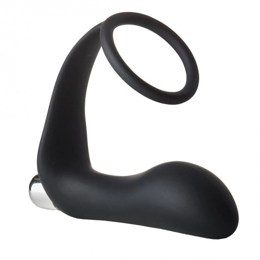 Черное эрекционное кольцо с вибропробкой Vibrating Anal Plug With Cockring - Dream Toys - в Копейске купить с доставкой