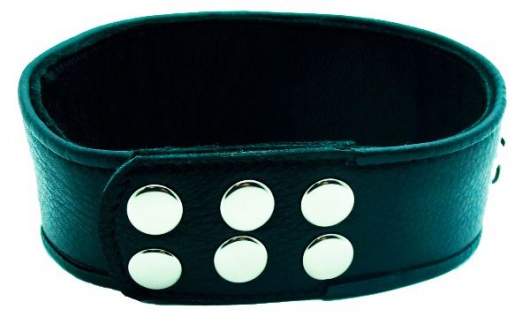 Чёрный кожаный ошейник с полукольцами и клёпками - БДСМ Арсенал - купить с доставкой в Копейске