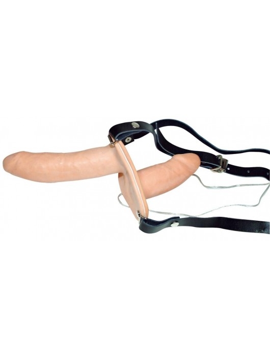 Телесный женский страпон с вагинальной пробкой Strap-On Duo - 15 см. - Orion - купить с доставкой в Копейске