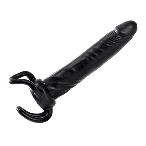 Чёрная насадка-фаллос для двойного проникновения INFLATABLE DILDO SLIM DONG  - 13,5 см. - Toyz4lovers - в Копейске купить с доставкой