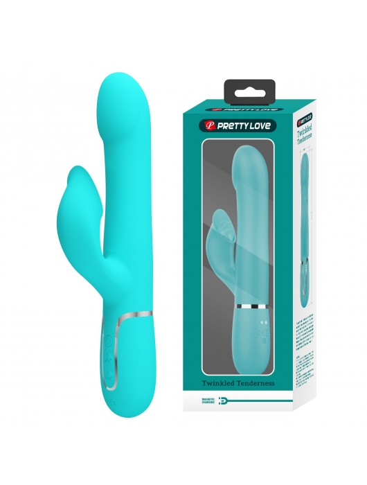 Мятный вибратор-кролик Falin с вращением бусин - 22,7 см. - Baile