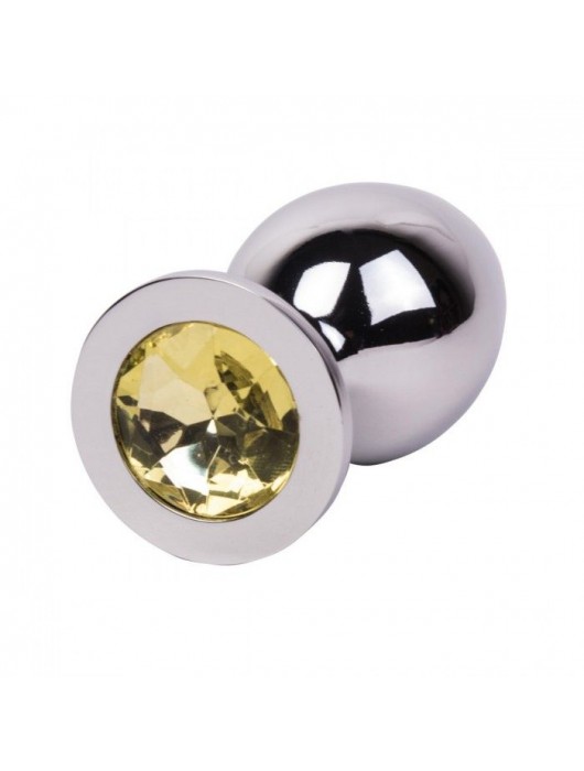 Большой стальной плаг с желтым кристаллом Sweet Lemon - 9,5 см. - Erotic Fantasy - купить с доставкой в Копейске