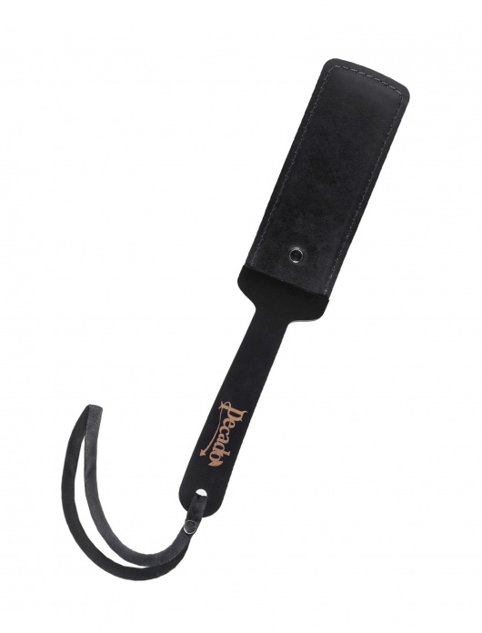 Черный твердый пэддл из натуральной кожи и дерева - 33 см. - Pecado - купить с доставкой в Копейске