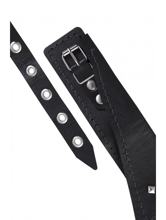 Черный кожаный ошейник-воротник с поводком - Pecado - купить с доставкой в Копейске