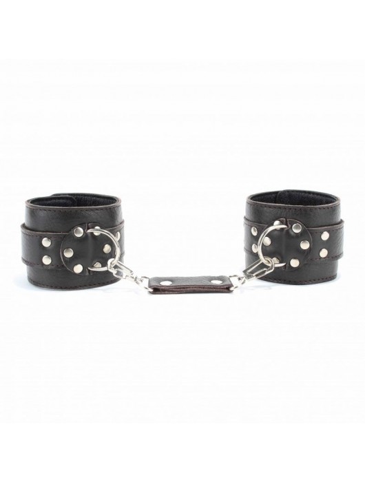 Коричневые оковы из мягкой кожи на металлической цепочке - БДСМ Арсенал - купить с доставкой в Копейске