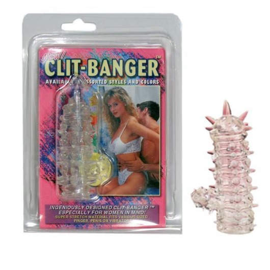 Прозрачная насадка с шипами и клиторальной шишечкой CLIT-BANGER SLEEVE IN CLEAR - Tonga - в Копейске купить с доставкой