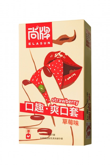Презервативы Elasun Strawberry с аромато клубники - 10 шт. - Elasun - купить с доставкой в Копейске