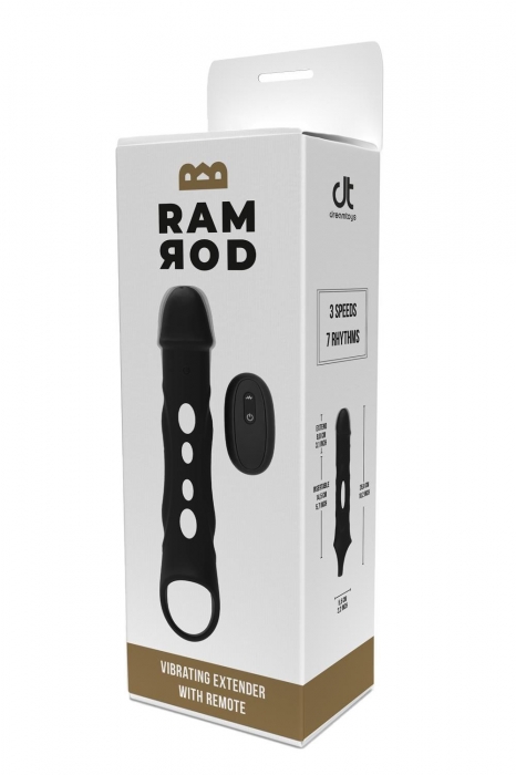 Черная насадка-удлинитель Vibrating Extender With Remote с вибрацией - Dream Toys - в Копейске купить с доставкой