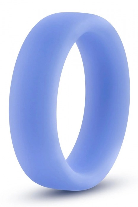 Голубое люминесцентное кольцо Silicone Glo Cock Ring - Blush Novelties - в Копейске купить с доставкой