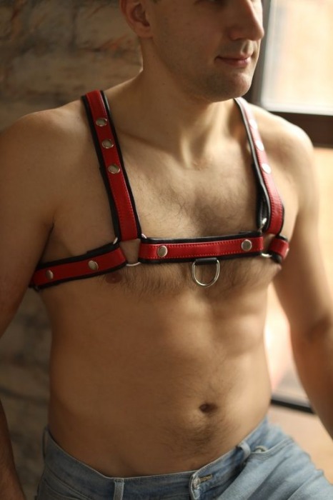 Черно-красная мужская портупея Black-Red - БДСМ Арсенал - купить с доставкой в Копейске