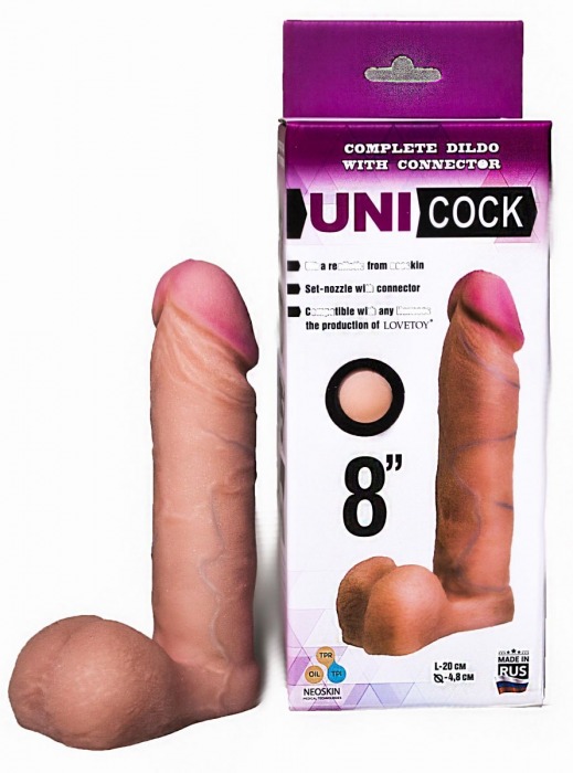 Фаллическая насадка для страпона UNICOCK 8  - 20 см. - LOVETOY (А-Полимер) - купить с доставкой в Копейске