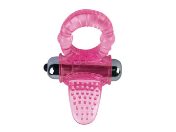 Эрекционное кольцо с вибростимулятором клитора в форме язычка - Baile - в Копейске купить с доставкой