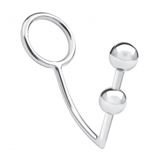 Кольцо на пенис с анальным стимулятором Two Bead Stainless Steel Anal Hook   Cock Ring - BlueLine - в Копейске купить с доставкой