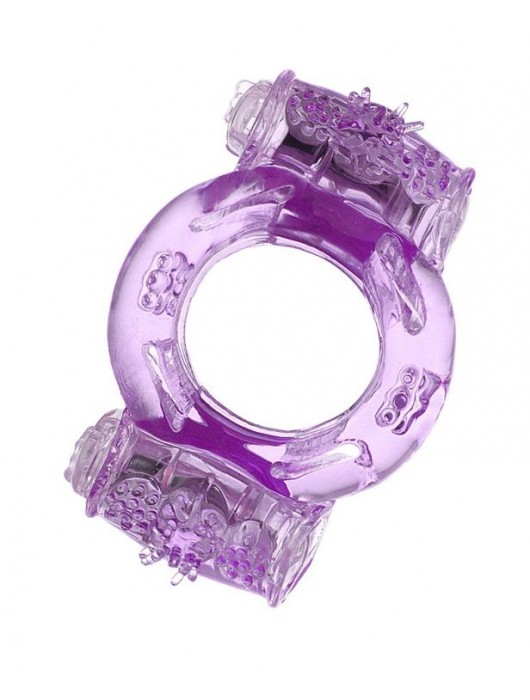 Фиолетовое виброкольцо с двумя вибропульками - Toyfa Basic - в Копейске купить с доставкой