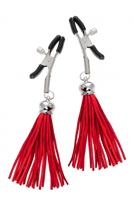 Зажимы на соски «Прищепки» с красными кисточками из замши - Pecado - купить с доставкой в Копейске