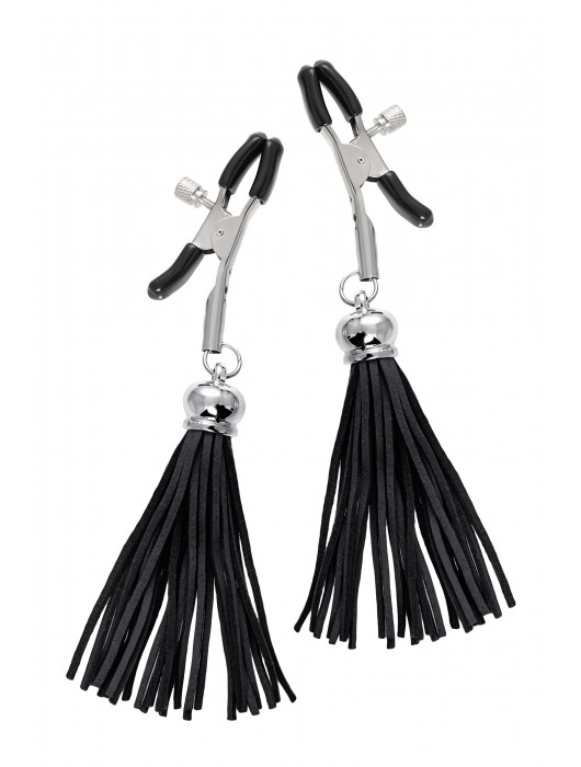 Зажимы на соски «Прищепки» с черными кисточками из замши - Pecado - купить с доставкой в Копейске