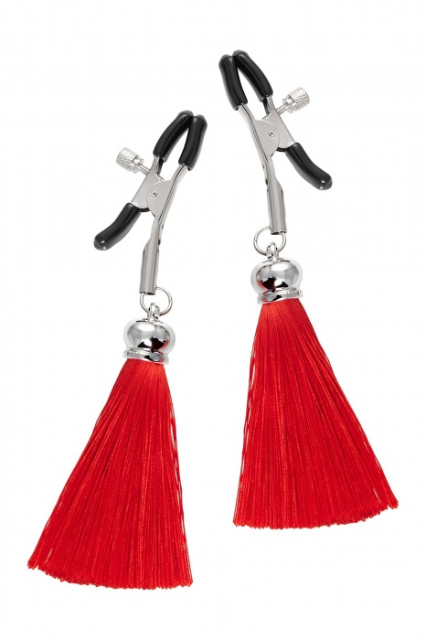 Зажимы на соски «Прищепки» с красными кисточками из шелка - Pecado - купить с доставкой в Копейске