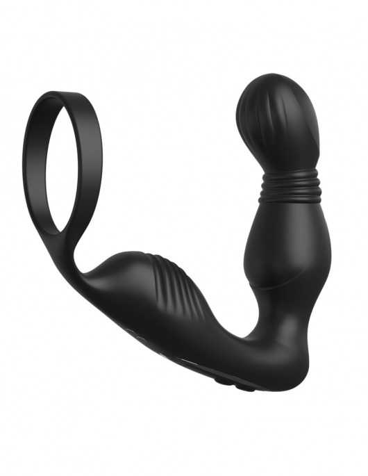 Черный вибростимулятор простаты с эрекционным кольцом Ass-Gasm Pro P-Spot Milker - Pipedream - в Копейске купить с доставкой