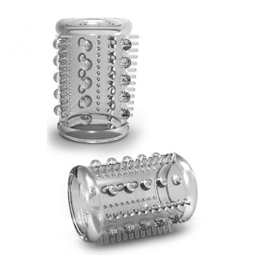 Прозрачная насадка с шипами и шишечками STAY HARD COCK SLEEVE 03 CLEAR - Blush Novelties - в Копейске купить с доставкой