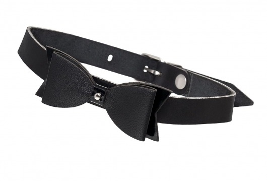 Черный кожаный чокер с бабочкой - Pecado - купить с доставкой в Копейске