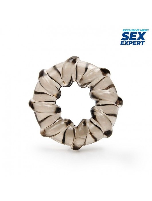 Дымчатое рельефное эрекционное кольцо - Sex Expert - в Копейске купить с доставкой