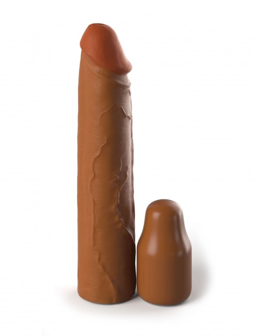 Коричневая насадка на член 2  Silicone X-tension - 20,3 см. - Pipedream - в Копейске купить с доставкой