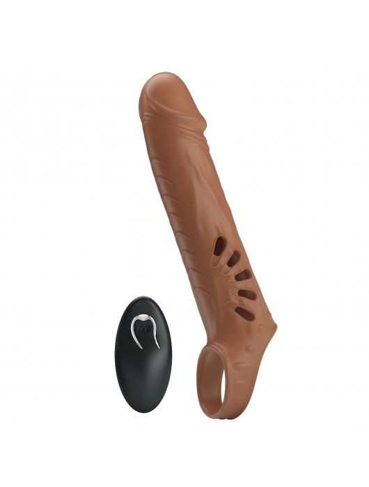 Коричневая вибронасадка с подхватом мошонки и пультом ДУ - Baile - в Копейске купить с доставкой