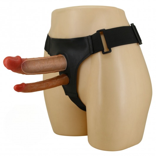 Темно-бежевый фаллопротез для двойного проникновения - 17,5 см. - Baile - купить с доставкой в Копейске