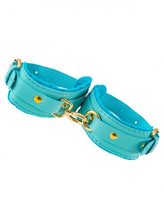 Голубые двуслойные кожаные оковы - Pecado - купить с доставкой в Копейске