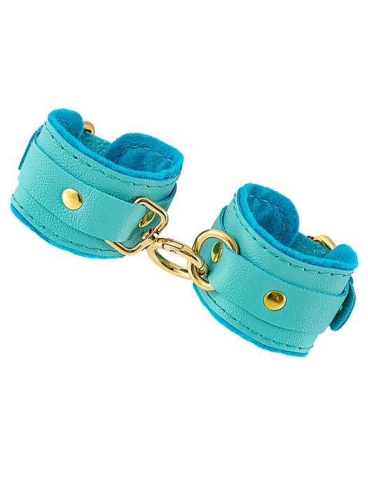 Голубые двуслойные кожаные наручники-браслеты - Pecado - купить с доставкой в Копейске