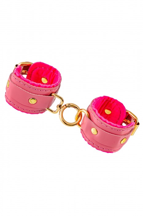 Розовые двуслойные кожаные наручники-браслеты - Pecado - купить с доставкой в Копейске
