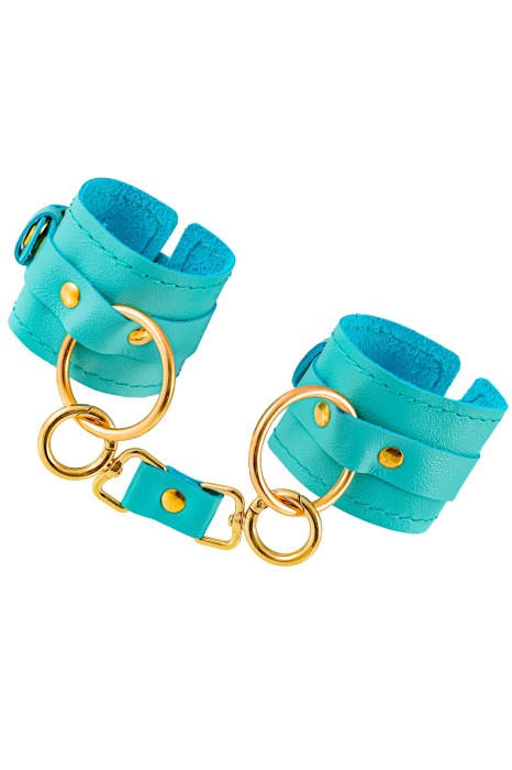 Голубые однослойные кожаные наручники - Pecado - купить с доставкой в Копейске