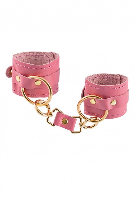 Розовые однослойные кожаные наручники - Pecado - купить с доставкой в Копейске