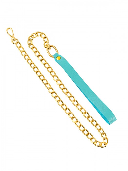 Голубой кожаный поводок с карабином для ошейника - 80 см. - Pecado - купить с доставкой в Копейске