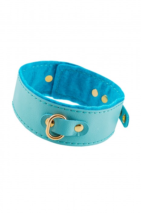 Голубой двуслойный кожаный ошейник с подкладкой из фетра - Pecado - купить с доставкой в Копейске