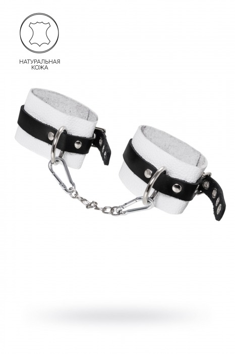 Бело-черные мягкие оковы с одним ремешком и люверсами - Pecado - купить с доставкой в Копейске